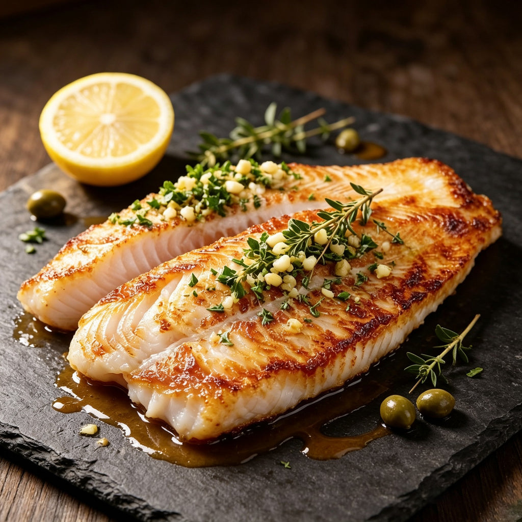 Pangasius fillets arranged on ice in a neat row