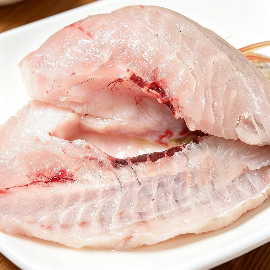 Whole yellowfin sea bream with golden-yellow fins on crushed ice